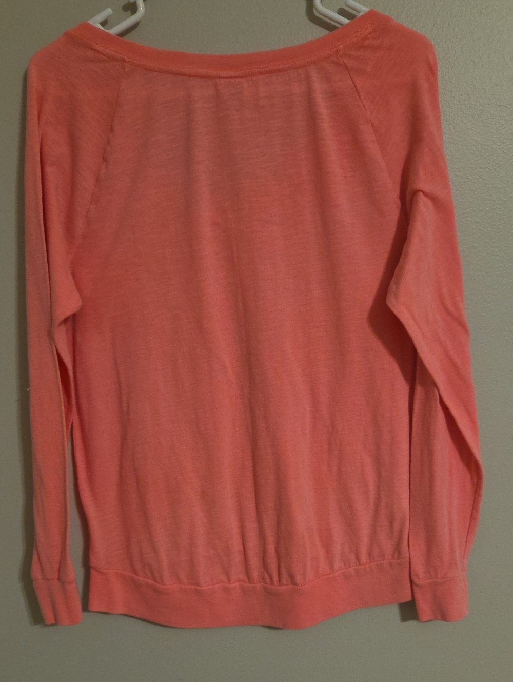 PINK Victoria's Secret Hot Pink V-Neck Lightweight Long Sleeve Shirt - Picture 3 of 3